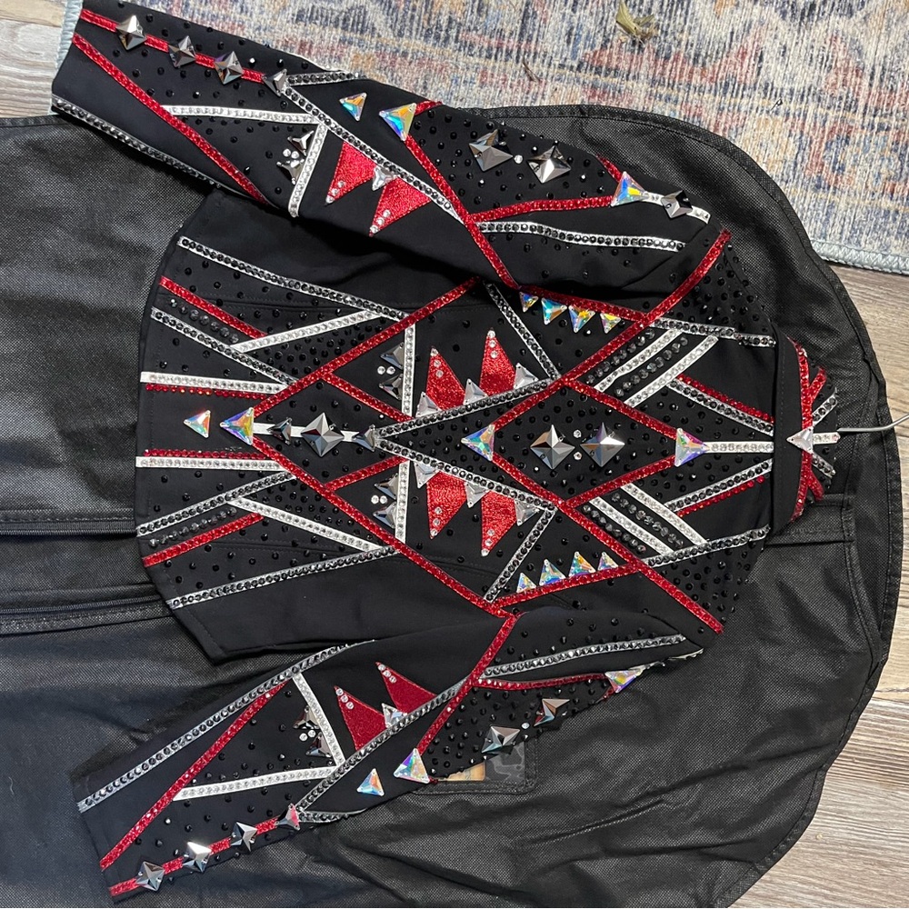 Youth Black and Red Embellished showmanship Jacket - Picture 11 of 11